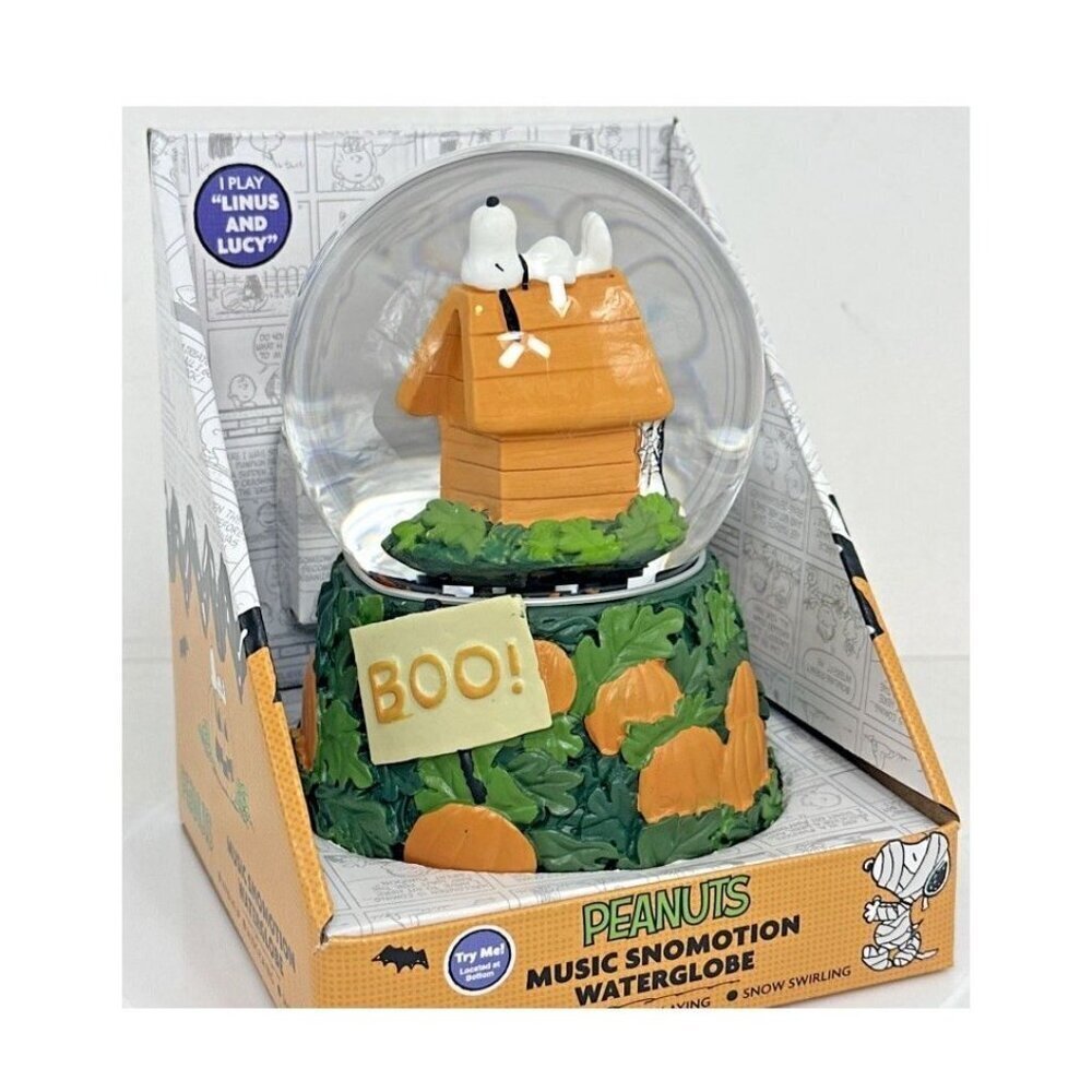 Peanuts Halloween Musical Snomotion Waterglobe Snoopy "BOO" Snow Globe New W/Box - Picture 8 of 10
